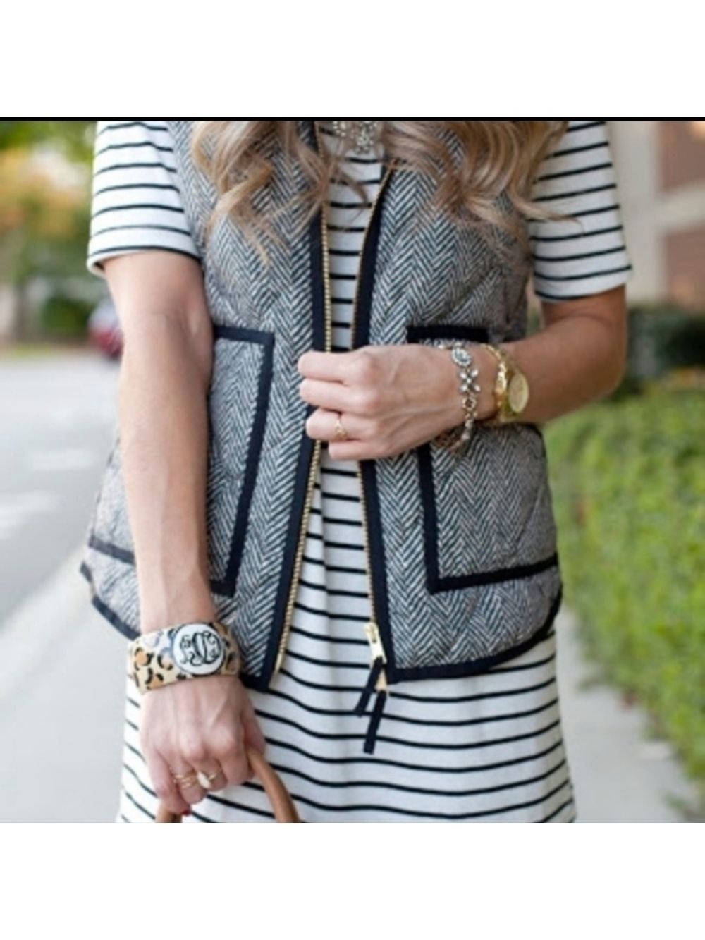 J. Crew Herringbone Zip Up Quilted Classic Vest Women's Size XSmall - Picture 3 of 16